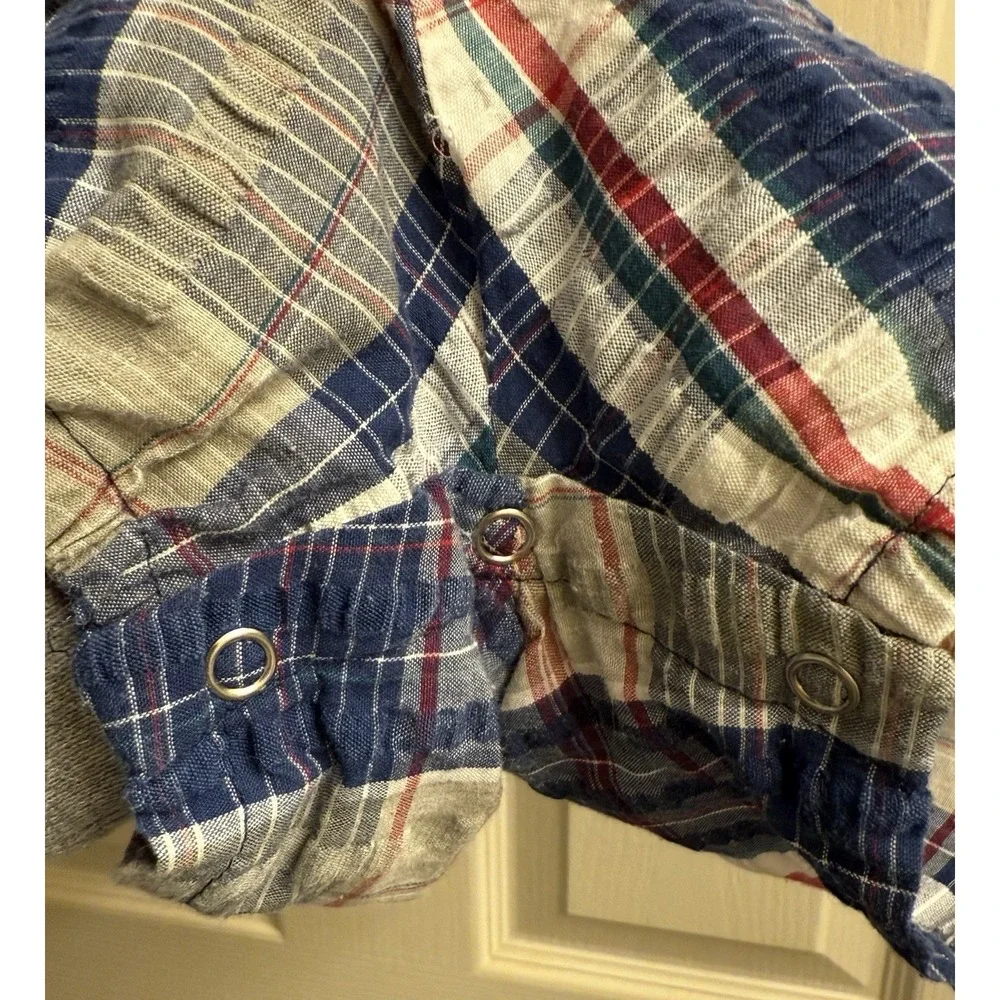 Vintage 90s Boys Carter's Plaid Shortall‎ 16 Months EUC